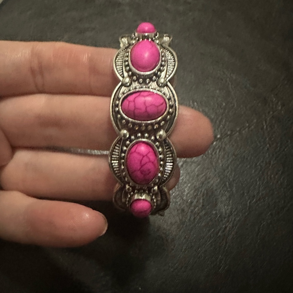 Pink and Silver Women's Bracelet
